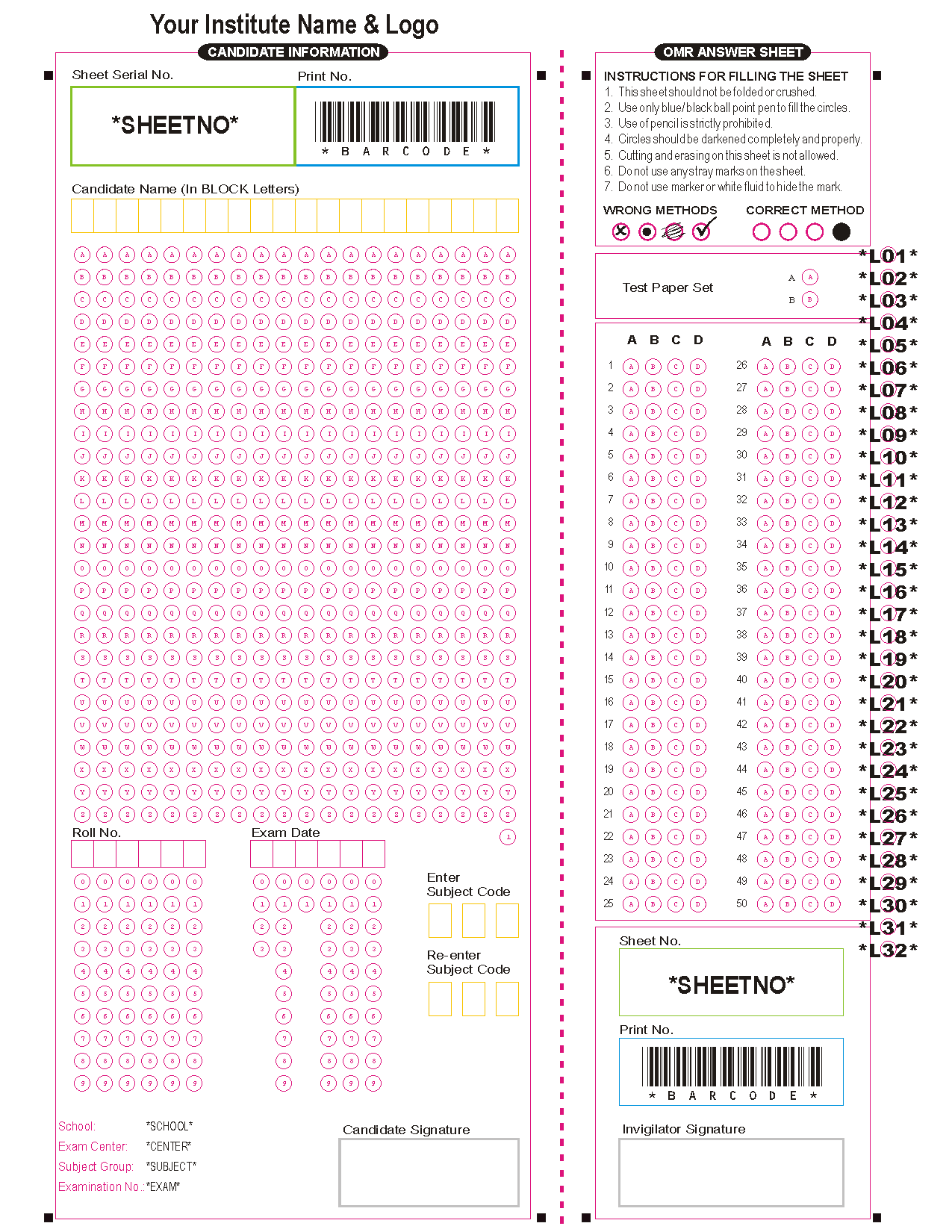 VDP STAGE 2- Sheet Template inlayed with Variable Data  Parameters
